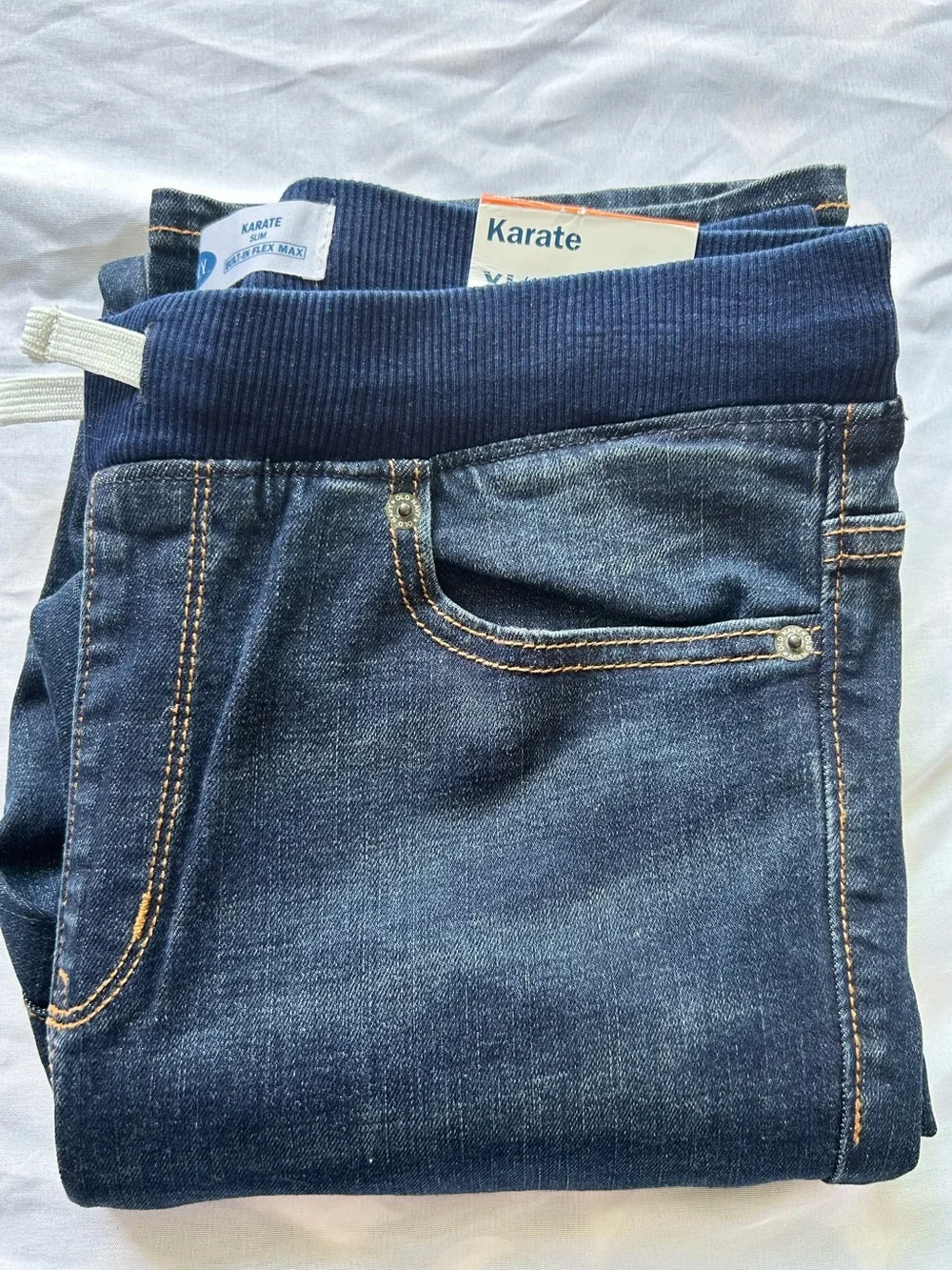 Old Navy Dark Blue Boy’s denim Karate Slim  adjustable Waistband XL (14-16) NWT
